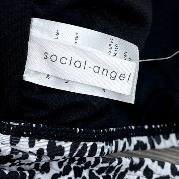 NWT Social Angel Bikini Set Halter Wrap Top High Rise Bottom Black White - Small - Picture 8 of 16